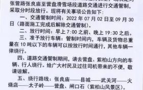 關于張營路張良廟至營盤滑雪場段道路交通管制的公告！縮略圖